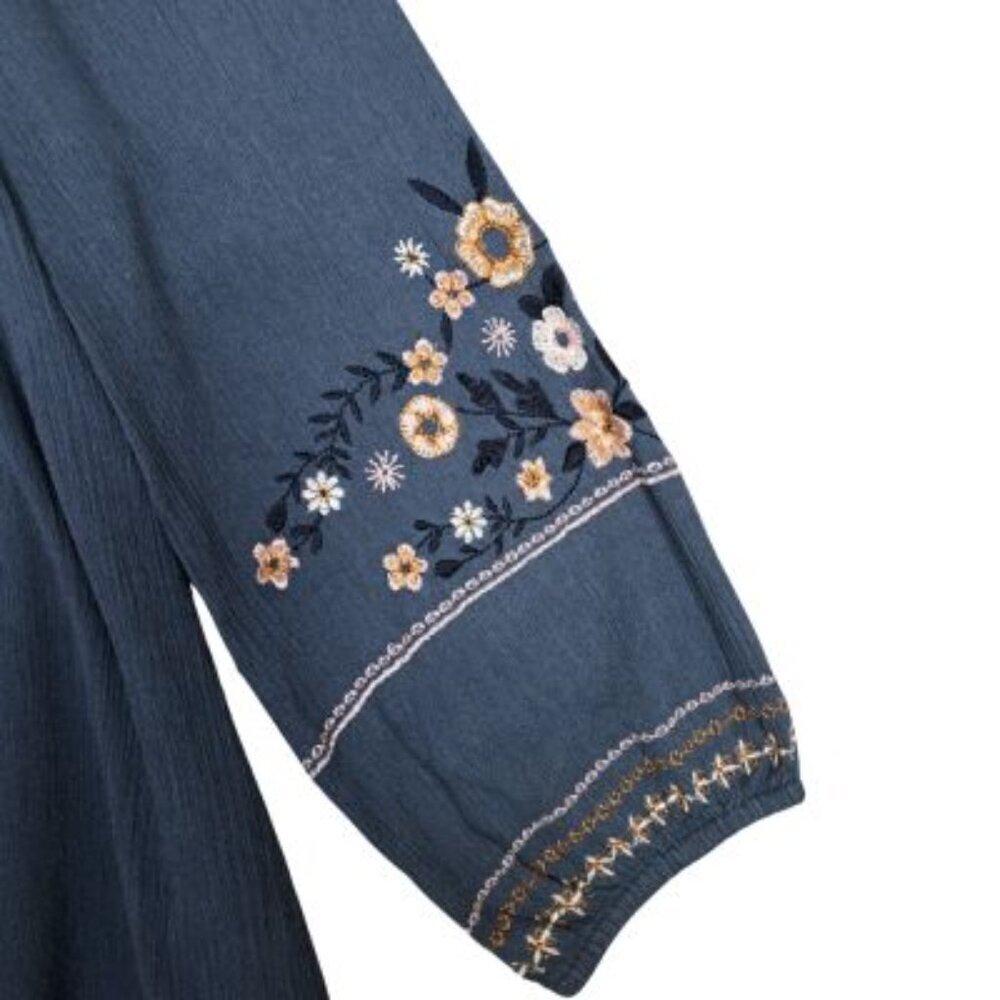J. Jill Wildflower Embroidered 3/4 Sleeve Tunic Top - Picture 2 of 8